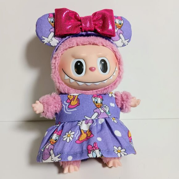 Custom Daisy Duck Purple Dress and Ears fits the Labubu Doll - Picture 1 of 6